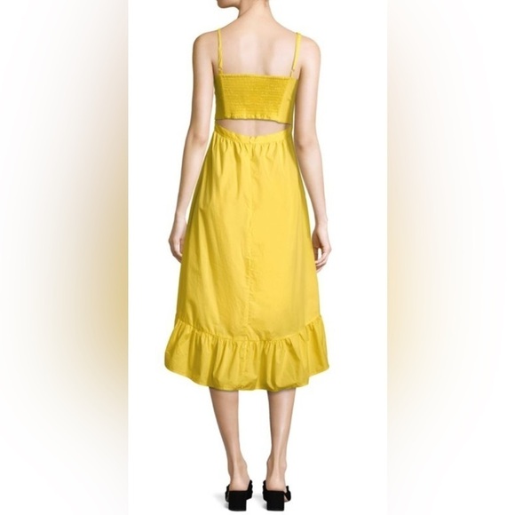 Joie Clorinda Cut Out Hi Low ruffle poplin dress Womens size 12 Large $288 EUC - Picture 3 of 9